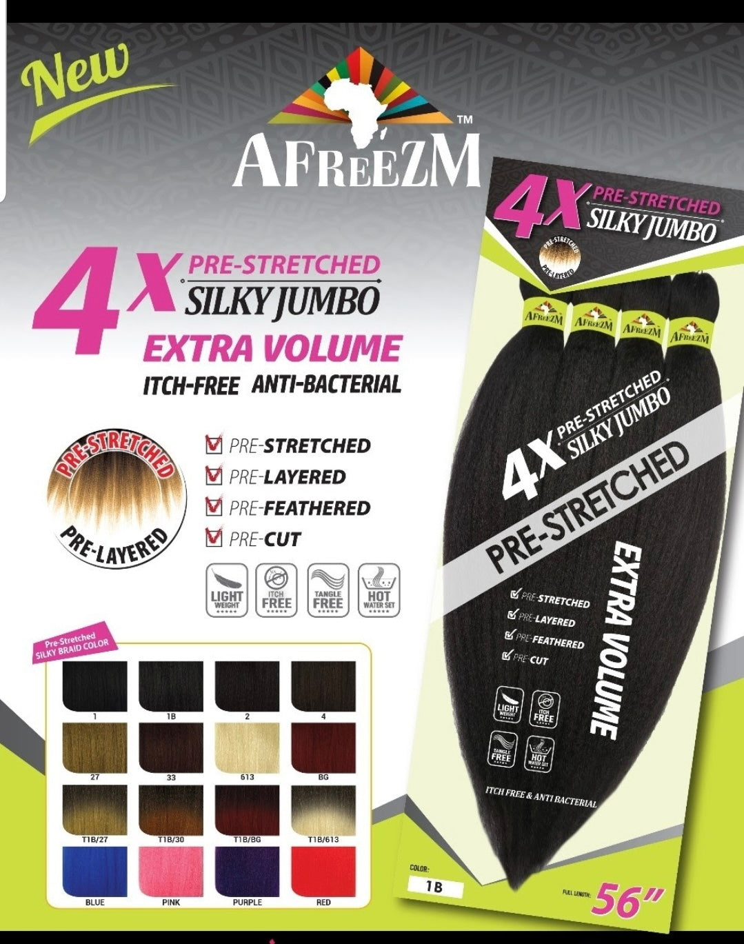 Afreezm 56in braiding Hair 4X Anti- Itch – Kims Beauty Supply Store