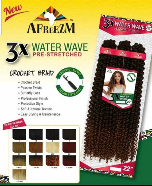 Afreezm 3X water wave crotchet hair 22in